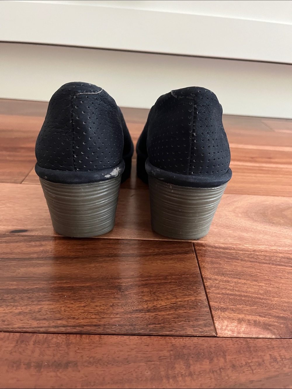 Fly London Navy Peep-Toe Wedge Heels - Picture 3 of 4